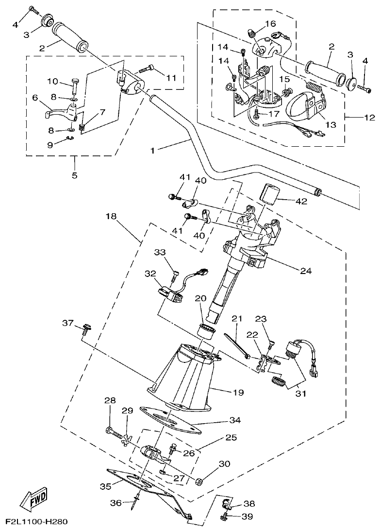 Yamaha F2ML STEERING 1 parts diagram
